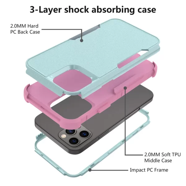 3 Layer Case for iPhone 15 14 13 12 11 Pro Max Mini XR XS Max 8 7 15Plus SE 2020 Luxury Armor Shockproof Soft Bumpers Hard Cover - Image 5