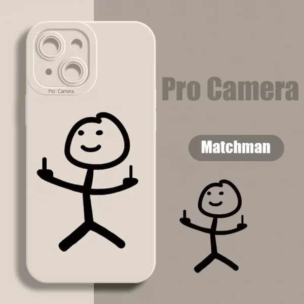 Cartoon Man Matchman Phone Case For iPhone 11 12 13 14 15 Pro Max Mini XR XS X 7 8 Plus Shockproof Matte Soft TPU Silicone Cover - Image 4