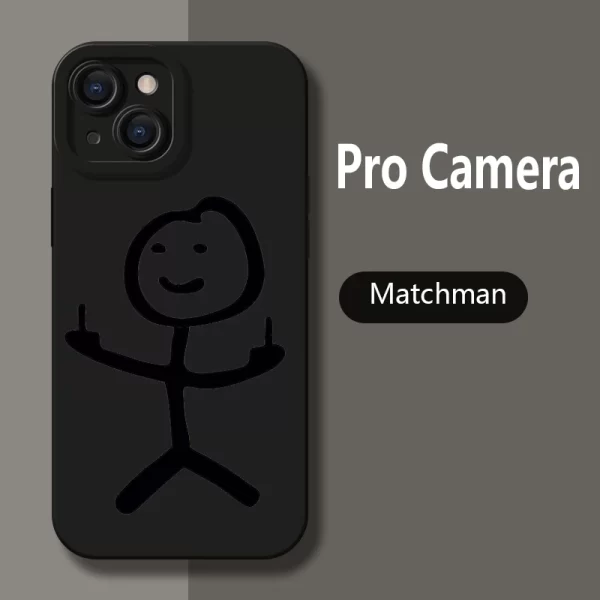 Cartoon Man Matchman Phone Case For iPhone 11 12 13 14 15 Pro Max Mini XR XS X 7 8 Plus Shockproof Matte Soft TPU Silicone Cover - Image 5