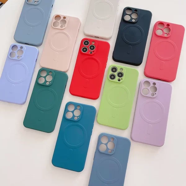 Original Liquid Silicone Case for iPhone 15 14 13 12 Mini 11 Pro Max  Plus For Magsafe Magnetic Wireless Charge Cover - Image 6