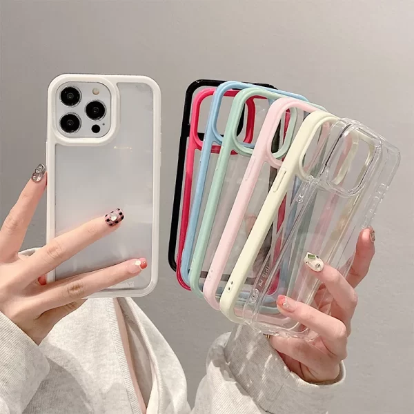 Luxury Clear Candy Color Phone Case For iPhone 15 14 13 12 11 Pro Max Transparent Soft Shockproof Bumper Back Cover Accessories