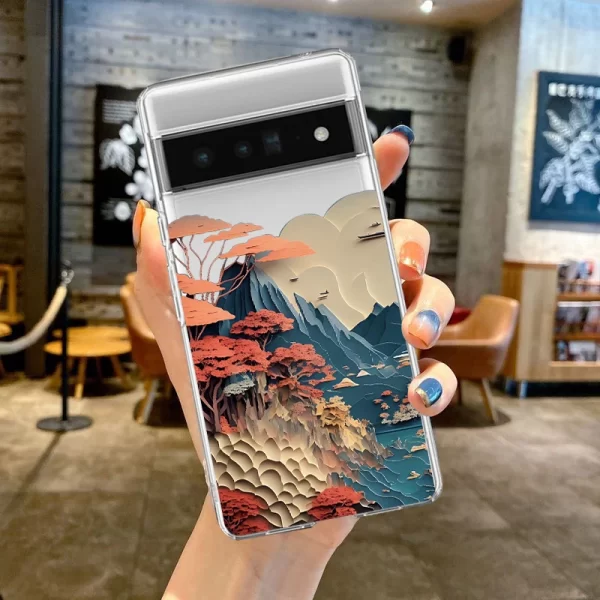 Paper Cute Landscape Ultra Thin Clear Case For Google Pixel 6 6A 8A 7 7A Pro for Google Pixel 8 Pro Transparent Cover Fundas - Image 6