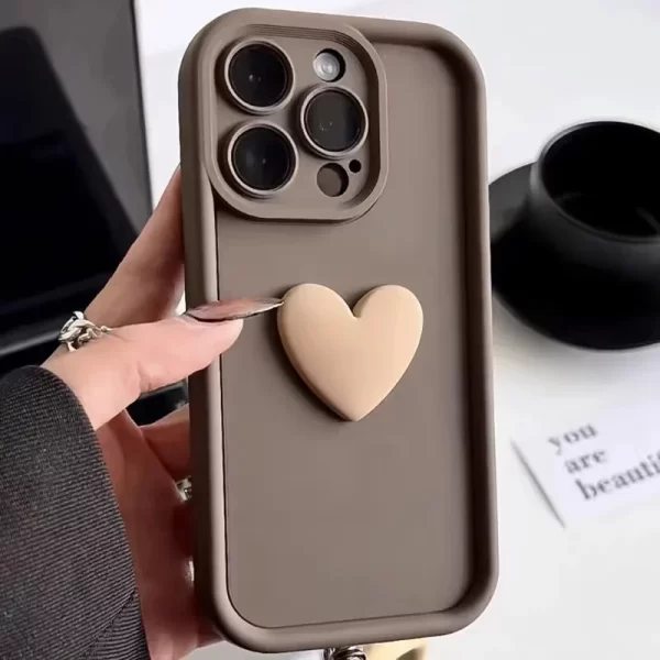 Luxury 3D Cute Love Heart Silicone Cases For iPhone 15 14 13 12 11 Pro Max Plus Lens Protector Shockproof Soft Phone Accessories - Image 3