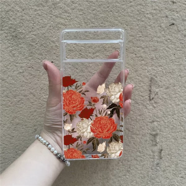 Luxury Vintage Flowers Pattern Patch Phone case for Google Pixel 8 7 Pro 7A 6A 6 9ro XL Soft TPU Protect Cover Phone Funda skin - Image 4