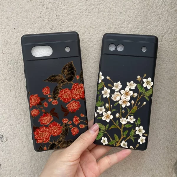 Luxury Vintage Flowers Pattern Patch Phone case for Google Pixel 8 7 Pro 7A 6A 6 9ro XL Soft TPU Protect Cover Phone Funda skin