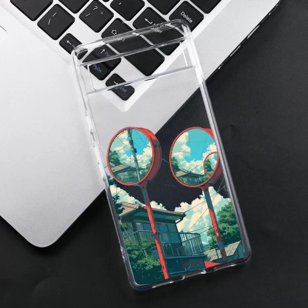 Cute Japan Anime Landscape Phone Case For Google Pixel 8A 8 7 9 Pro XL 6A 5G Retro Illustration Transparent Soft Cover Fundas - Image 6