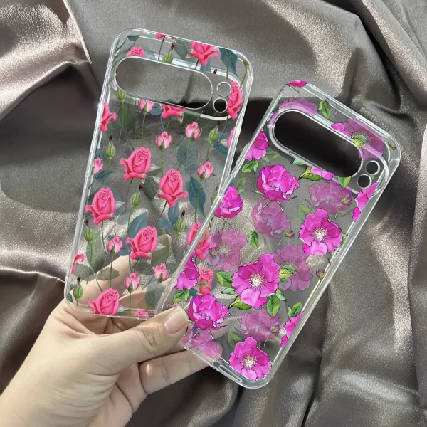 Rose Flower Hand Painted Phone Case For Google Pixel 8 Pro 7A 9 Pro XL 8 6A 5G Luxury Blossom Bud Clear Soft TPU Cover Fundas - Image 2