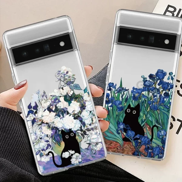 Funny Cartoon Cat Phone Case for Google Pixel 6 6A 5G 8 8 Pro 9 Pro XL 7A Cute Animal Pattern Clear Soft TPU Cover Fundas Shell - Image 2