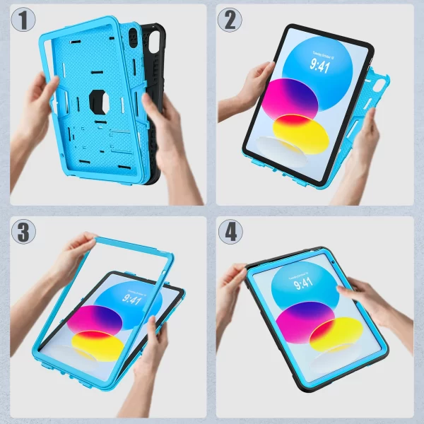 Anti-Slip Rugged Case For iPad 10.9 2022 10th 10.2 7-8-9th 9.7 2017 2018 5-6th Built-in Kickstand Cover For Mini 4 5 Pc Silicone - Image 6