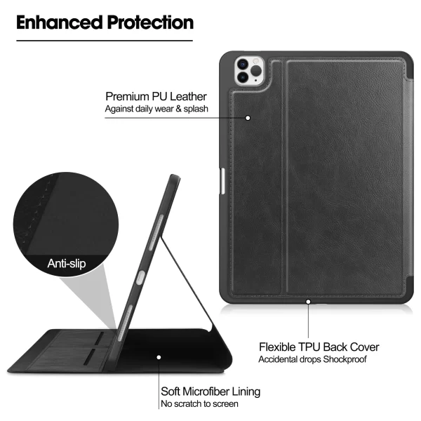 Smart Case For iPad Air 5 4 10.9 Pro 11 2018 2020 2021 2022 Stand Cover With Auto Sleep/Wake Function Pocket Luxury PU Leather - Image 4