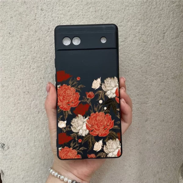 Luxury Vintage Flowers Pattern Patch Phone case for Google Pixel 8 7 Pro 7A 6A 6 9ro XL Soft TPU Protect Cover Phone Funda skin - Image 2