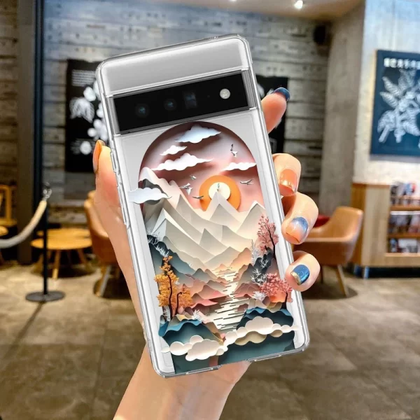 Paper Cute Landscape Ultra Thin Clear Case For Google Pixel 6 6A 8A 7 7A Pro for Google Pixel 8 Pro Transparent Cover Fundas - Image 4