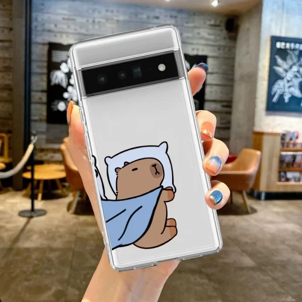 Cute Cartoon Capybara Clear Phone Case For Google Pixel 8Pro 7 8 6 6A 7A Lovely Animal Soft Silicone Cover For Google Pixel 8A - Image 4