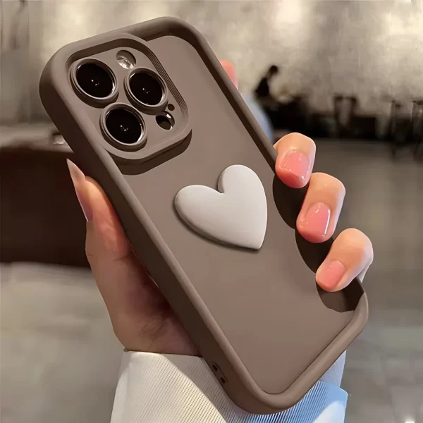 Luxury 3D Cute Love Heart Silicone Cases For iPhone 15 14 13 12 11 Pro Max Plus Lens Protector Shockproof Soft Phone Accessories - Image 2