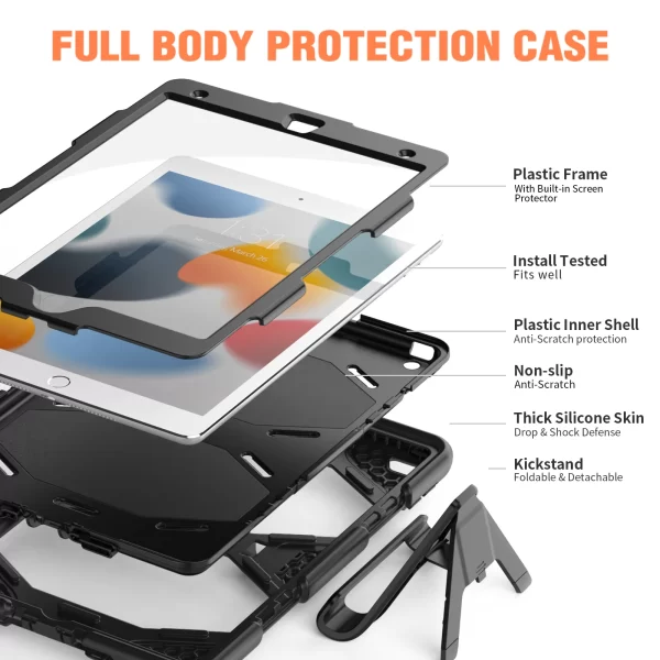 Case With Screen Protector For iPad 10.2 2021 2020 2019 (7th 8th 9th Generation) 3-Layer Protect Stand Cover Shockproof Coque - Image 2