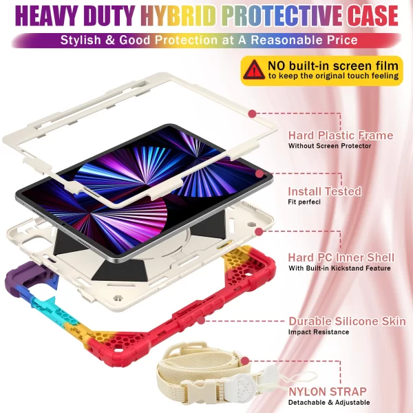 Heavy Duty Case For iPad Pro 11 2018 2020 2021 2022 Air 4 5 Mini 6 360 Rotating Armor Stand Cover With Hand Shoulder Strap - Image 2