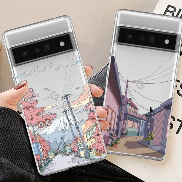 Japan Anime Landscape phone Case for Google Pixel 7a 7Pro 6a 6 6Pro 8 8 Pro 5G Clear Scenery Covers Fundas Skin