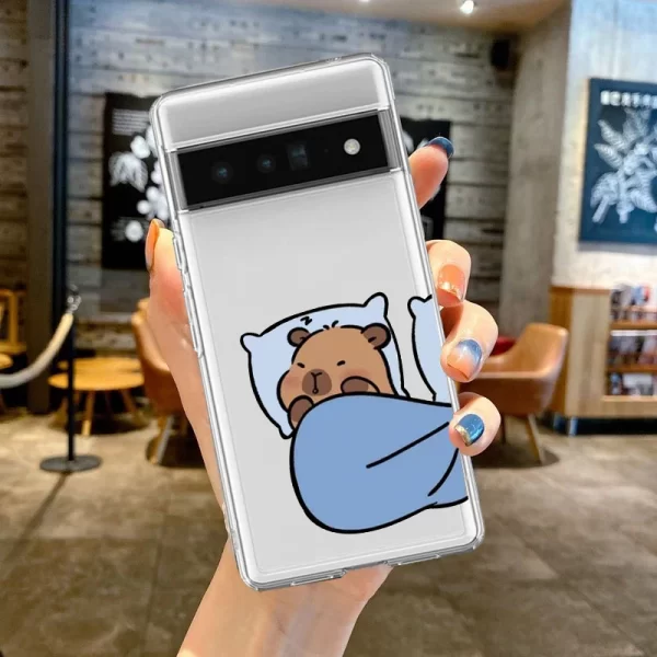 Cute Cartoon Capybara Clear Phone Case For Google Pixel 8Pro 7 8 6 6A 7A Lovely Animal Soft Silicone Cover For Google Pixel 8A - Image 3