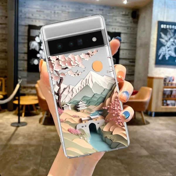 Paper Cute Landscape Ultra Thin Clear Case For Google Pixel 6 6A 8A 7 7A Pro for Google Pixel 8 Pro Transparent Cover Fundas - Image 5