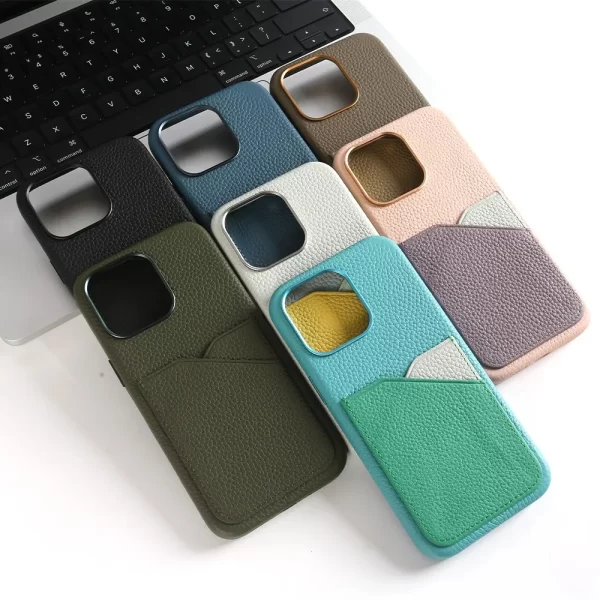 Full Wrapped Genuine Leather Case For iphone 15 Pro Max Cases Card Holder Slot For iphone 14Pro 14 13 13pro Phone Cover Fundas - Image 3