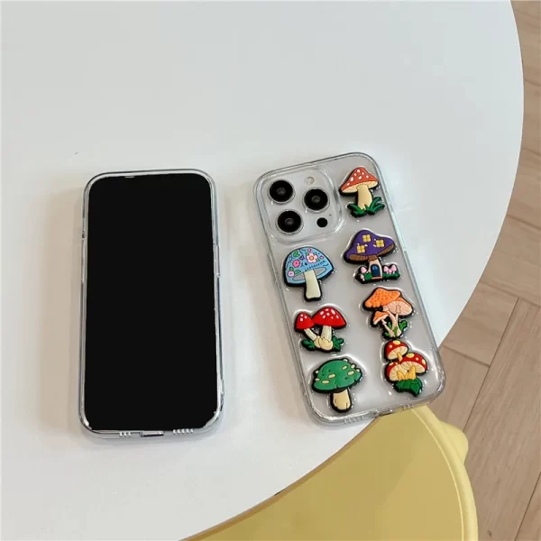 Mushroom DIY Cartoon drop glue Phone Case for iPhone 11 12 13 14 15 16 Pro Max 15pro 16pro Poison mushroom agaric Cover Capa - Image 4