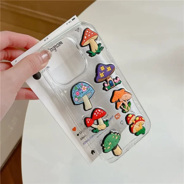 Mushroom DIY Cartoon drop glue Phone Case for iPhone 11 12 13 14 15 16 Pro Max 15pro 16pro Poison mushroom agaric Cover Capa - Image 3