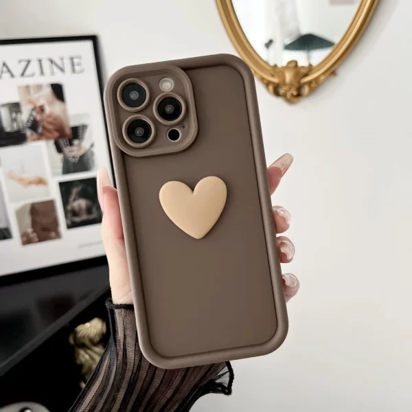 Luxury 3D Cute Love Heart Silicone Cases For iPhone 15 14 13 12 11 Pro Max Plus Lens Protector Shockproof Soft Phone Accessories