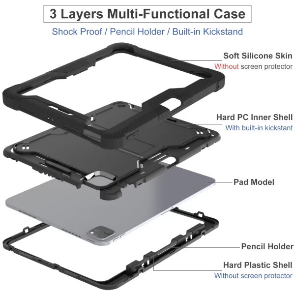 Armor Case For iPad Pro 11 2024 Model A2836 A2837 A3006 3-Layers Protection Built-in Kickstand Cover With Pen Slot Shockproof - Image 2