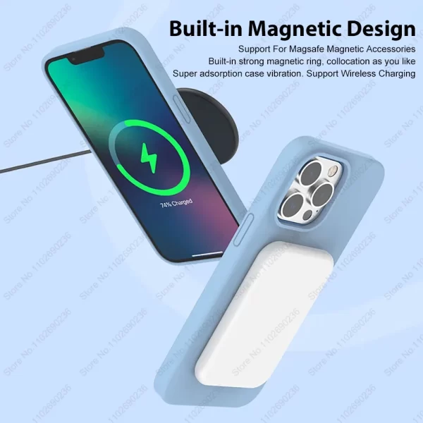 For Magsafe Liquid Silicone Magnetic Case For iPhone 16 15 13 12 11 14 Pro Max 16 Plus Wireless Charging Shockproof Accessories - Image 6