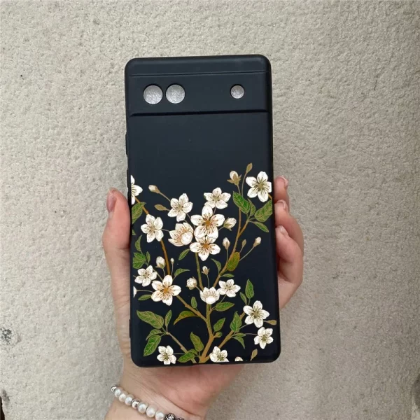 Luxury Vintage Flowers Pattern Patch Phone case for Google Pixel 8 7 Pro 7A 6A 6 9ro XL Soft TPU Protect Cover Phone Funda skin - Image 3