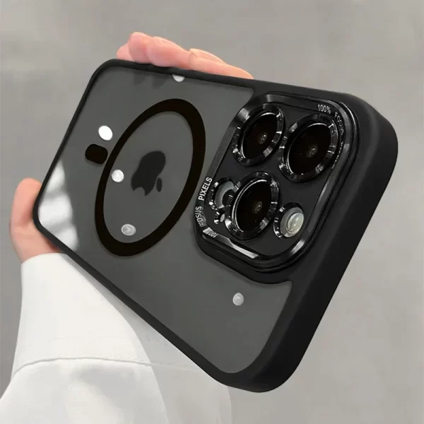 Luxury Magnetic Metal Lens Bumper Protection Case For iPhone 16 15 14 13 12 11 Pro Max 16 Plus Wireless Charge Hard Clear Cover - Image 2