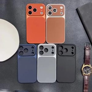 Luxury Solid Color Lychee Grain Leather Phone Case, Shockproof Anti-Slip Protective Cover for iPhone 18 Pro Max 17 16 15 14 13
