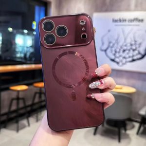 Phone Case for iPhone 18/17/16/15//Pro Max, Aurora Feather Pattern, Built‑in Lens Film, Magnetic, Wireless Charging Supported